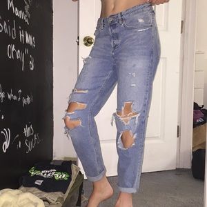 ripped denim jeans, boyfriend